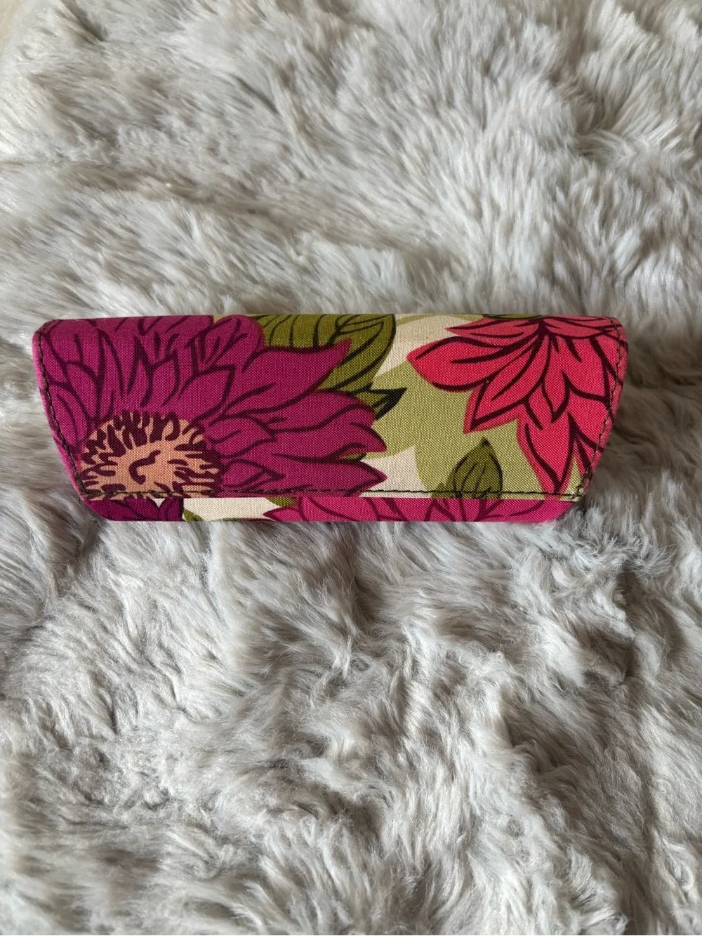 Vera Bradley Pink and Green Floral Leaf Eyeglass Case